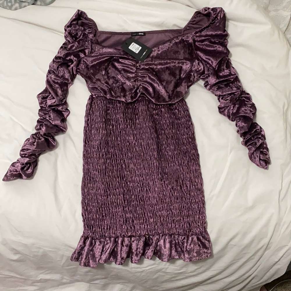 Victoria Velvet Smocked mini dress